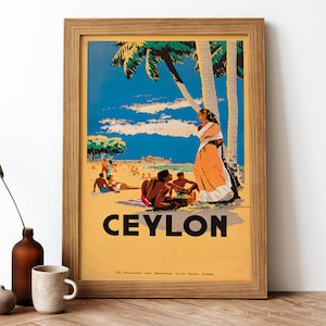 Póster vintage de Ceilán, impresión retro de Ceilán, póster vintage de viaje británico / TR180