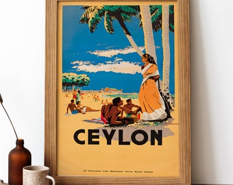Ceylon Vintage Poster, Ceylon Retro Print, Vintage Britisches Reiseplakat | TR180
