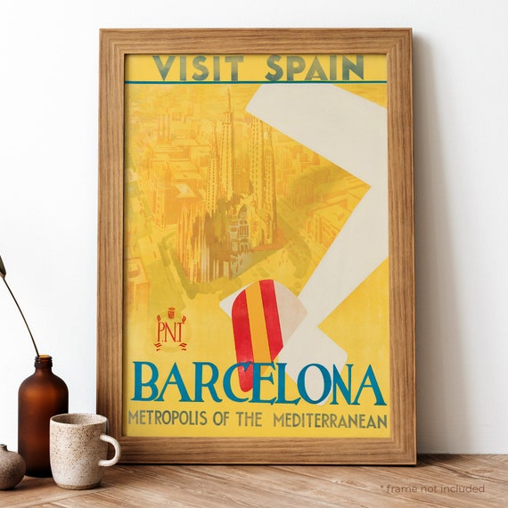 Barcelona Vintage Poster, Barcelona Retro Print, Vintage Spanish Travel Poster | TR342