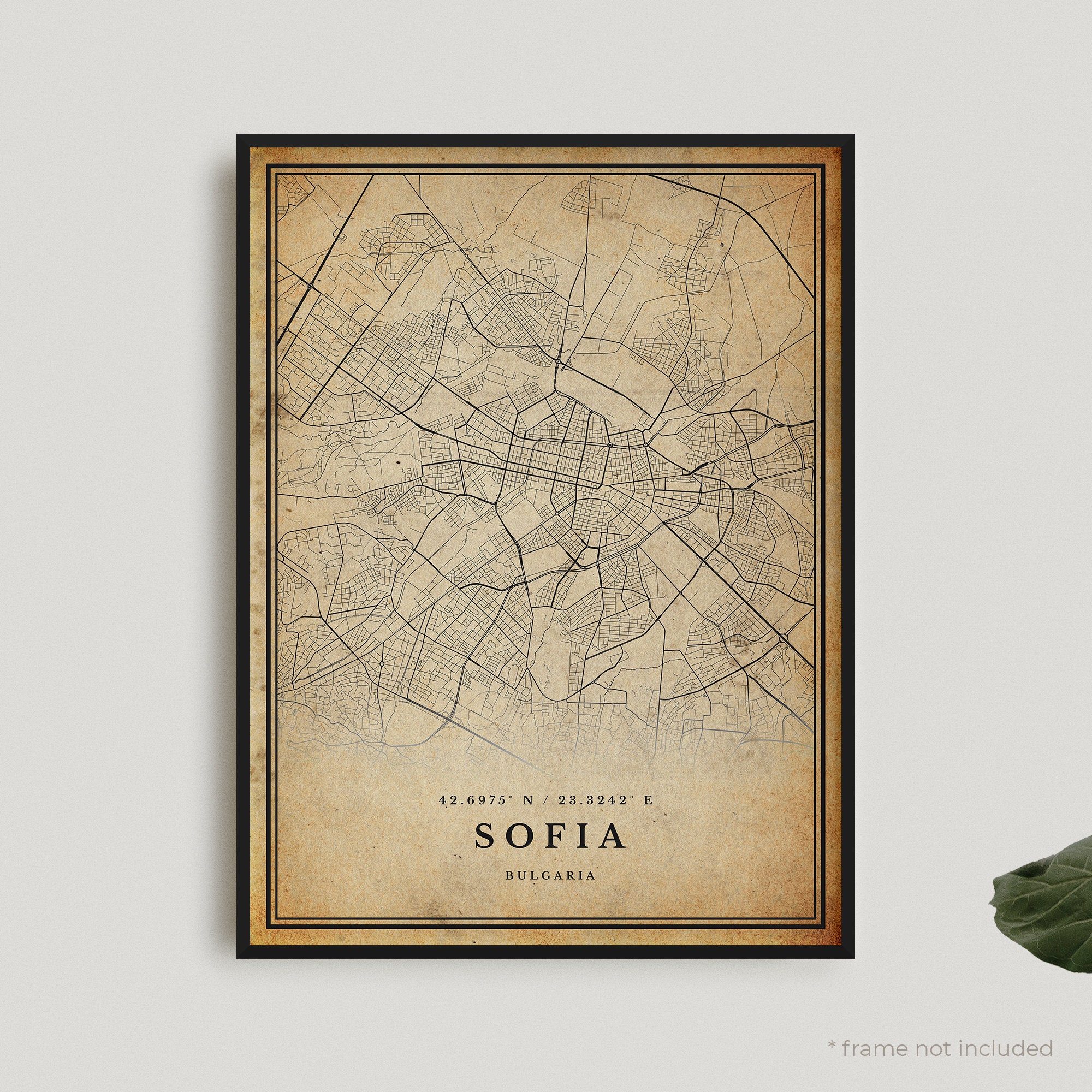 Création originale handmade Plan de ville City Map Poster Affiche Sofia Bulgarie Minimalist Map 
