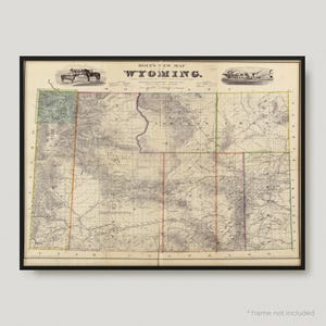 1883 Karte von Wyoming, Historische Karte von Wyoming, Antike Karte von Wyoming, Vintage Karte von Wyoming | MP321