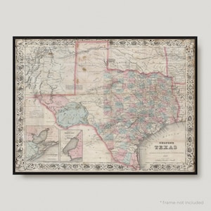 1870 Pocket Map Of Texas, Historical Map of Texas, Antique map of Texas, Old Map of Texas, Vintage Texas Map | MP316