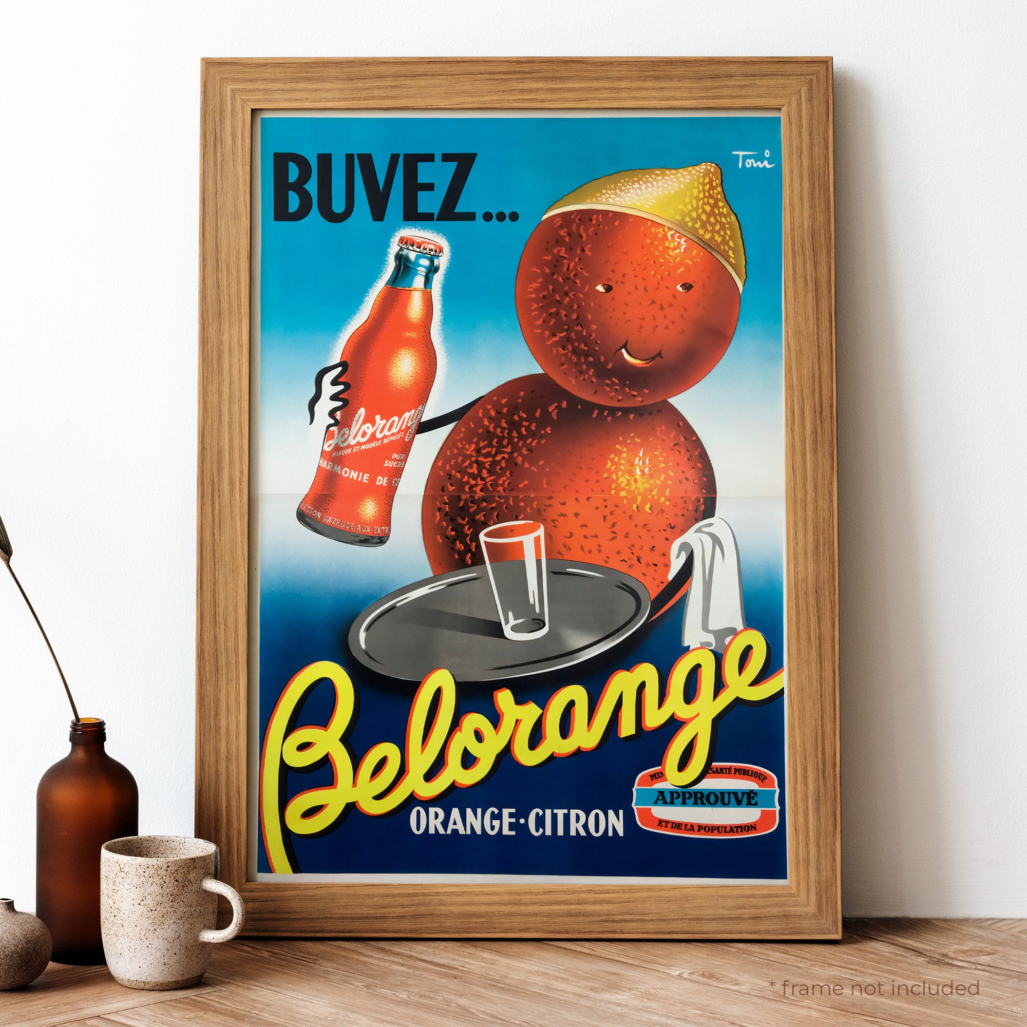 Drink Belorange vintage citrus drink ad poster 18x24