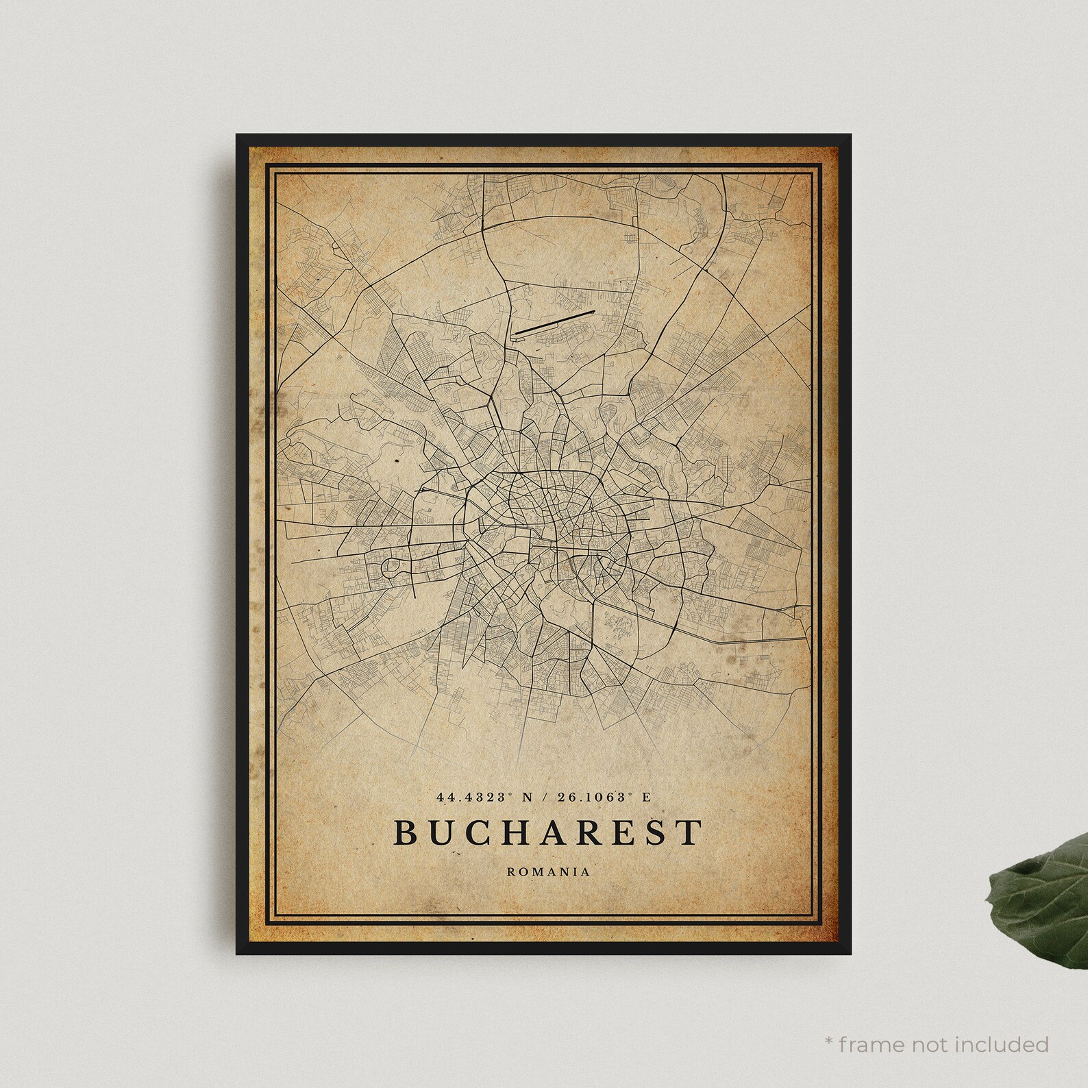 Bukarest Vintage Karte Druck Bukarest Retro Karte Poster ...