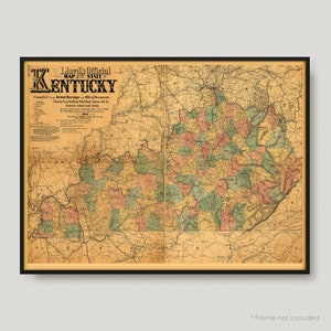 Map Of The State Of Kentucky, Historical Map of Kentucky, Antique map of Kentucky, Old Map of Kentucky, Vintage Kentucky Map MP291 image 1