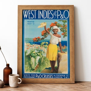 West Indies Vintage Poster, West Indies Retro Print, Vintage Britisches Reiseplakat | TR358
