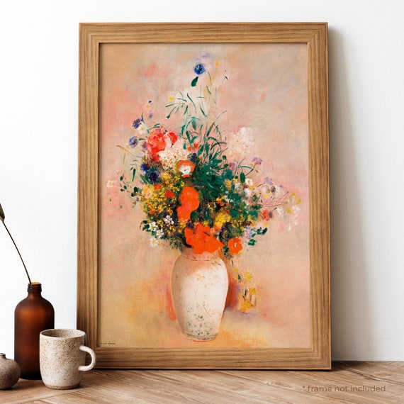 オディロン・ルドンの絵画、花瓶の花(ピンクの背景)(1906年 オディロン・ルドンの絵画、花瓶の花(ピンクの背景)(1906年
