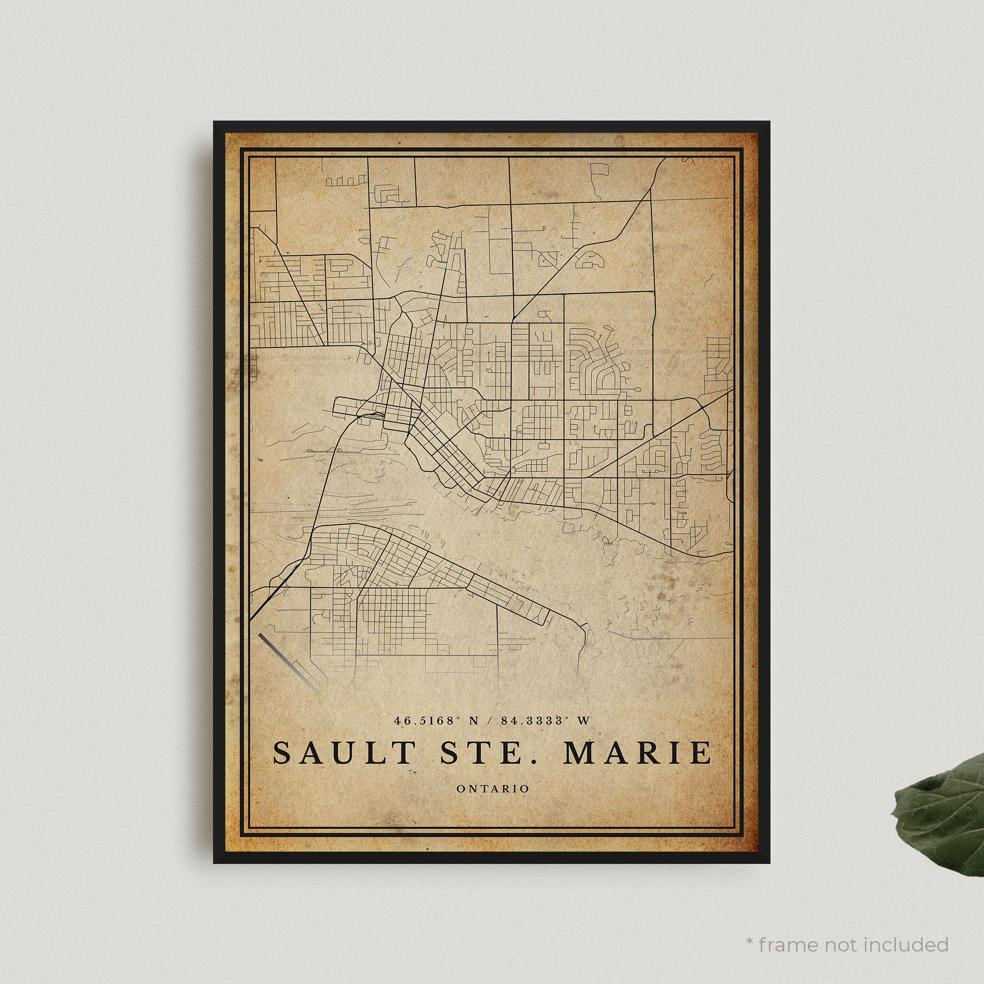 Sault Ste. Marie Vintage Map Print Sault Ste. Marie Retro Map Etsy