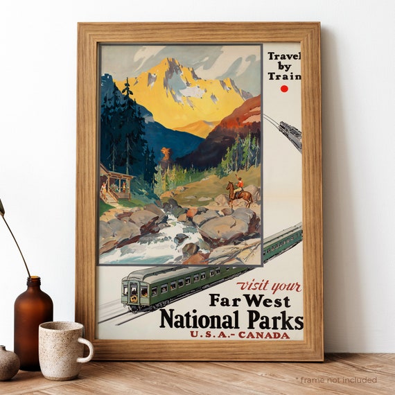 West National Parks Vintage Poster, West National Parks Retro Print, Vintage American Canadian Travel Poster | TR91