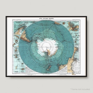 1912 Antarctica, Antique map of Antarctica, Old Map of Antarctica, Vintage Antarctica Map | MP81