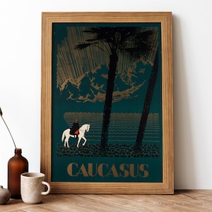 Caucasus Vintage Poster, Caucasus Retro Print, Vintage Soviet Travel Poster | TR106