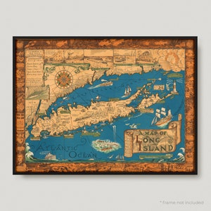 1933 Eine Karte von Long Island, Antike Karte von Long Island, alte Historische Karte von Long Island, Long Island Stadtplan | MP250