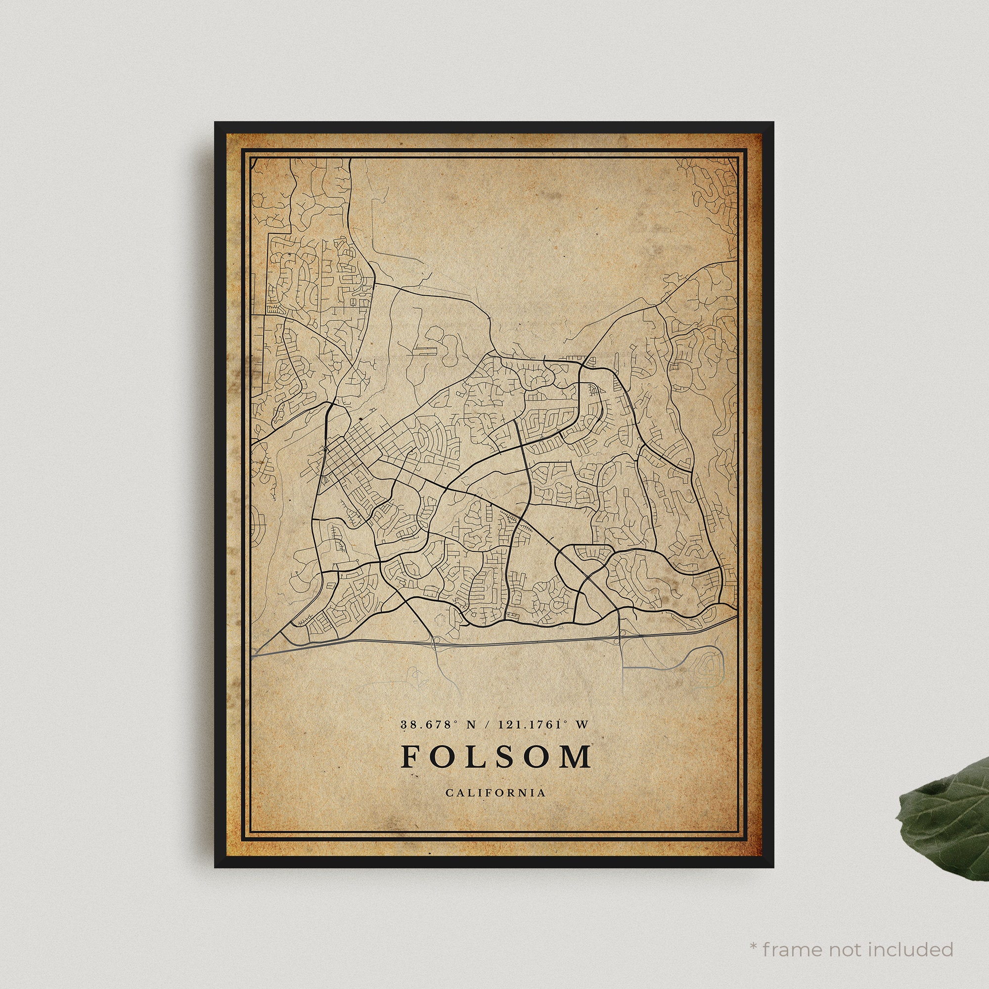 Folsom Vintage Map Print Folsom Retro Map Poster Antique Etsy
