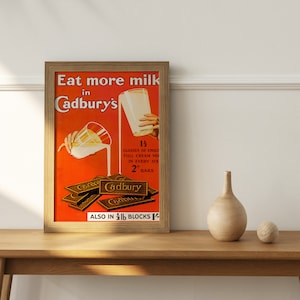 Cadbury Vintage Poster, British Food Retro Print, British Food Antique Print, Food & Drink Vintage Poster FD182 image 2