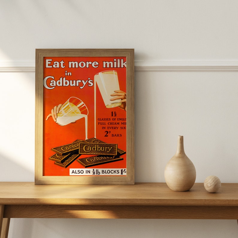 Cadbury Vintage Poster, British Food Retro Print, British Food Antique Print, Food & Drink Vintage Poster FD182 image 2