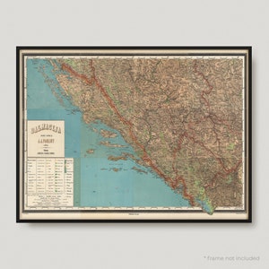 1877 Kompozyt. Dalmacja, Zabytkowa mapa Dalmacji, Stara mapa Dalmacji, Zabytkowa mapa Dalmaciji | MP92
