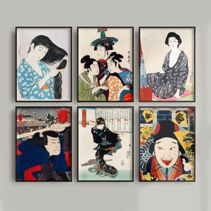Set of 6 Vintage Japanese Posters, Retro Japanese Ads, Japanese Antique Prints, Japanese Lover Gift, Vintage Japanese Art | SE37