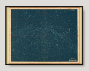 1870 Celestial Map Of The Northern Sky Map, Northern Sky Antique Map, Northern Sky Old Map, Rare Celestial & Astonomy Map | MP18