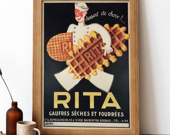 Rita Vintage Poster, French Food Retro Print, French Food Antique Print, Food & Drink Vintage Poster | FD189