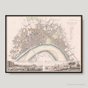 1832 Map Of Bordeaux, Antique Map of Bordeaux, Old Historical Map of Bordeaux, Bordeaux City Map | MP389