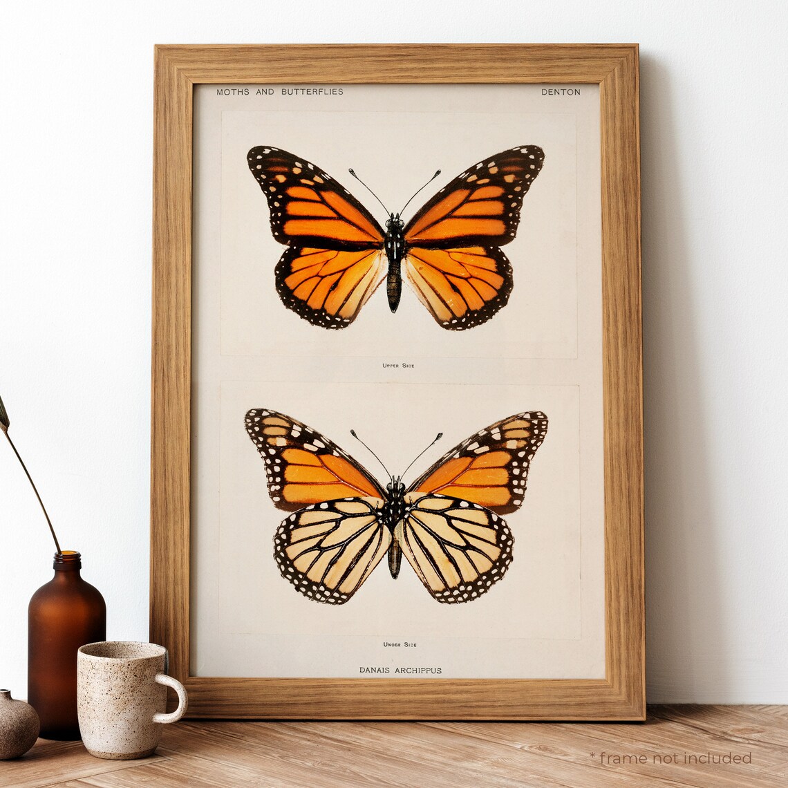 Monarch Butterfly Vintage Poster, Two Golden Butterflies Retro Print ...