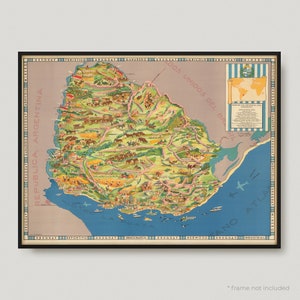 1936 Republica Oriental Del Uruguay, Antique map of Uruguay, Old Map of Uruguay, Vintage Uruguay Map | MP129