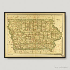 Mapa de Iowa, Mapa histórico de Iowa, Mapa antigo de Iowa, Mapa antigo de Iowa, Mapa vintage de Iowa | MP288