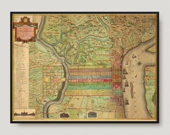 1802 Philadelphia Street Map, Antique Map of Philadelphia, Old Historical Map of Philadelphia, Philadelphia City Map | MP203