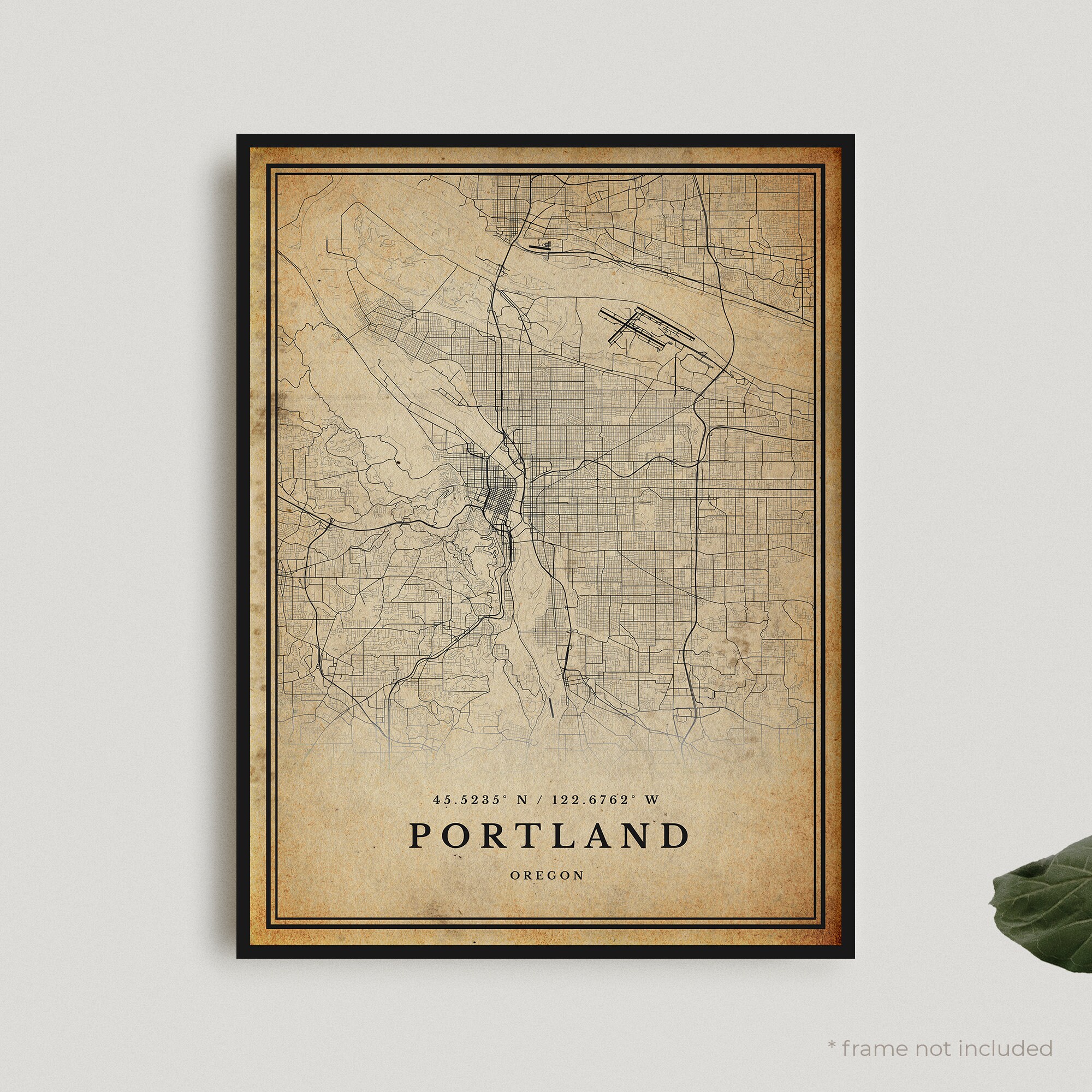 Portland Vintage Map Print Portland Retro Map Poster Antique Etsy UK