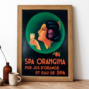 Spa Orangina Vintage Poster, French Beverage Retro Print, French Beverage Antique Print, Food & Drink Vintage Poster | FD187