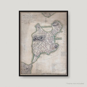 1775 Boston Map, Antique Map of Boston, Old Historical Map of Boston, Boston City Map | MP234