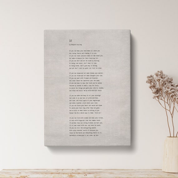If by Rudyard Kipling Poem Print - Vintage Canvas Print, Poetry Print Gift, Literaty Poster, Poem Wall Art, Vintage Poem Print | VQ02