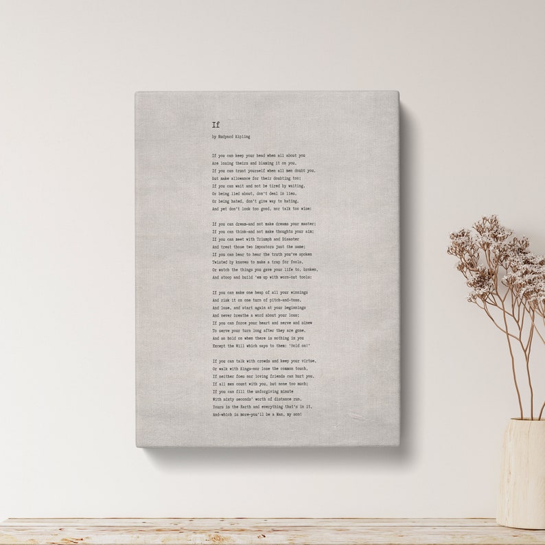 If by Rudyard Kipling Poem Print - Vintage Canvas Print, Poetry Print Gift, Literaty Poster, Poem Wall Art, Vintage Poem Print | VQ02 image 1