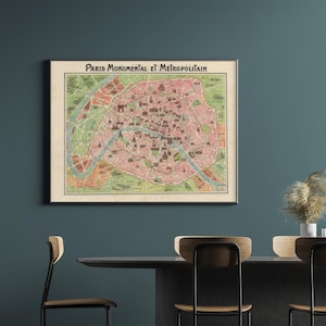 1911 Paris Monumental Et Métropolitain, Mapa antigo de Paris, Mapa histórico antigo de Paris, Mapa da cidade de Paris | MP407