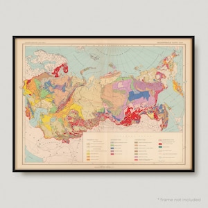 Mapa geologiczna ZSRR z 1937 r., antyczna mapa ZSRR, stara mapa ZSRR, zabytkowa mapa | MP101