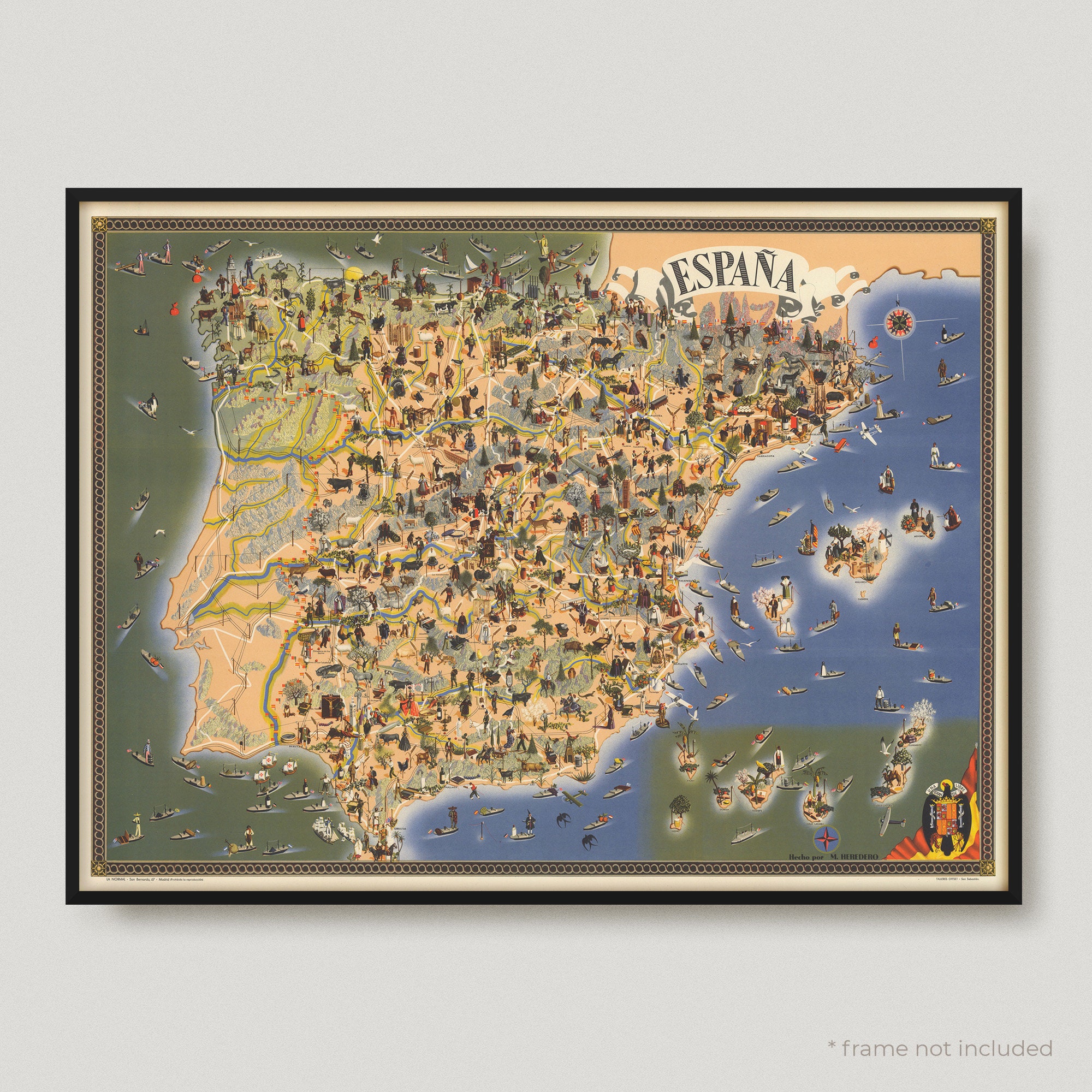1957 Spain Antique Map of Spain Old Map of Spain Vintage - Etsy