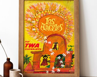 Los Angeles Vintage Poster, Los Angeles Retro Print, Vintage Amerikanisches Reiseplakat | TR340