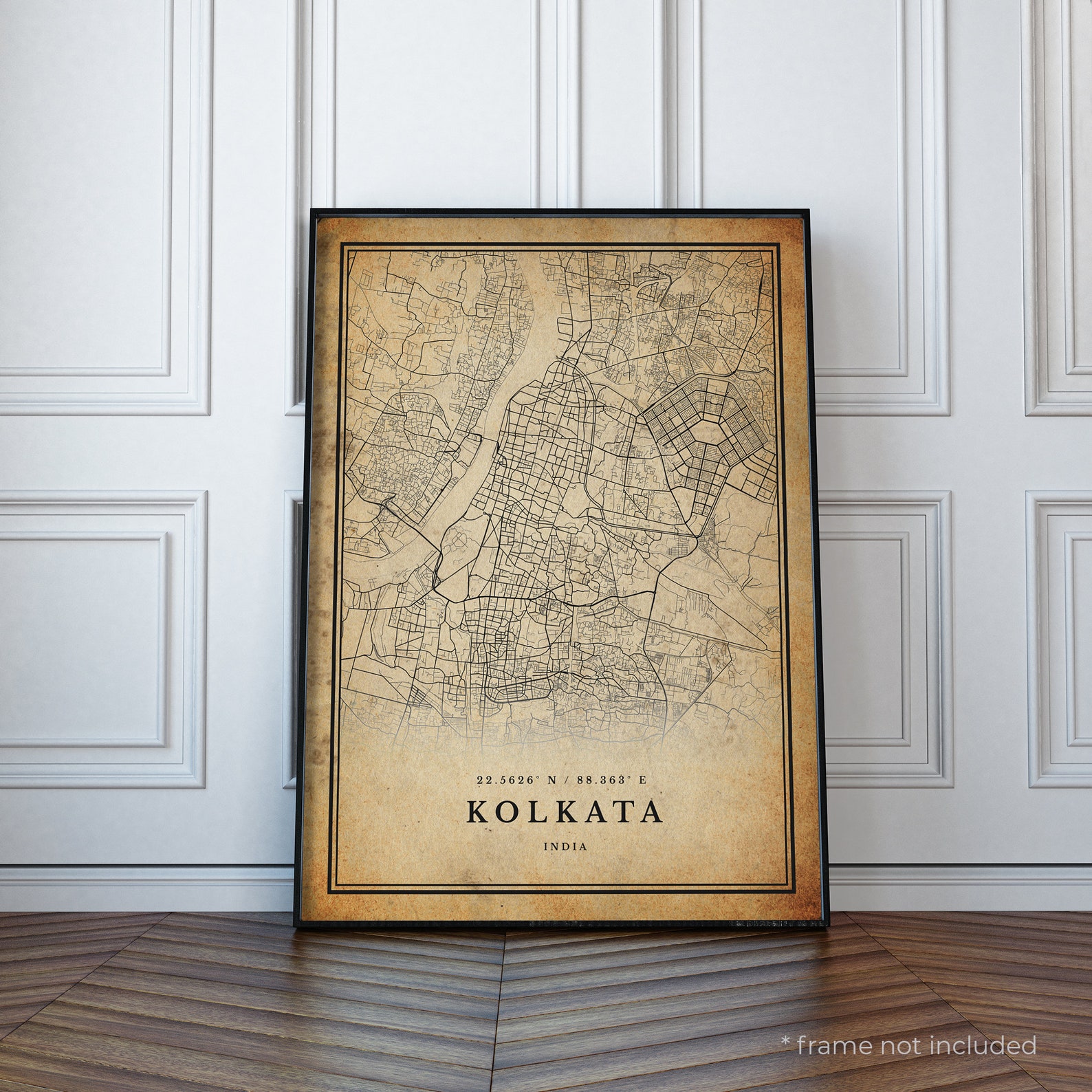 Kolkata Vintage Map Print Kolkata Retro Map Poster Antique Etsy