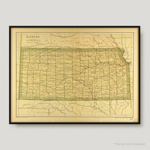 Mapa Kansas, Historyczna mapa Kansas, Antyczna mapa Kansas, Stara mapa Kansas, Zabytkowa mapa Kansas | MP289