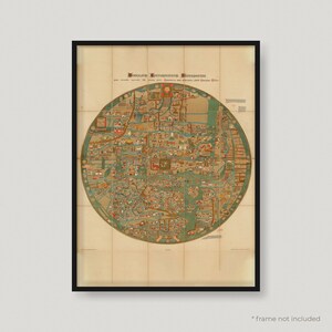 1898 Monialium Ebstorfensium Mappa Mundi, 19tes Jahrhundert Antike Weltkarte, Alte Weltkarte, seltene Vintage Weltkarte | MP452