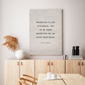 Vince Lombardi Perfection Quote Print - Vintage Canvas Print, Inspiratonal Quote Print Gift, Typography Poster, Quote Wall Art | VQ19 image 2