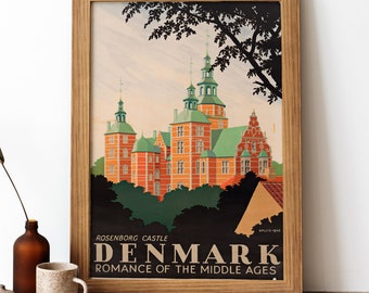 Denmark Vintage Poster, Denmark Retro Print, Vintage Danish Travel Poster | TR215