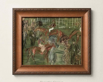 Equestrian Wall Art, Horse and Rider Print, Vintage Sporting Scene