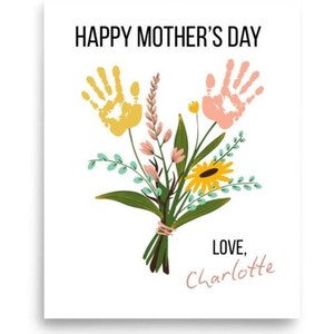 Muttertag Handabdruck Handwerk • Glücklicher Muttertag • Handabdruck Kunst • Blumenstrauß druckbares Andenken • Geschenke für Mama • Mutter Geschenke