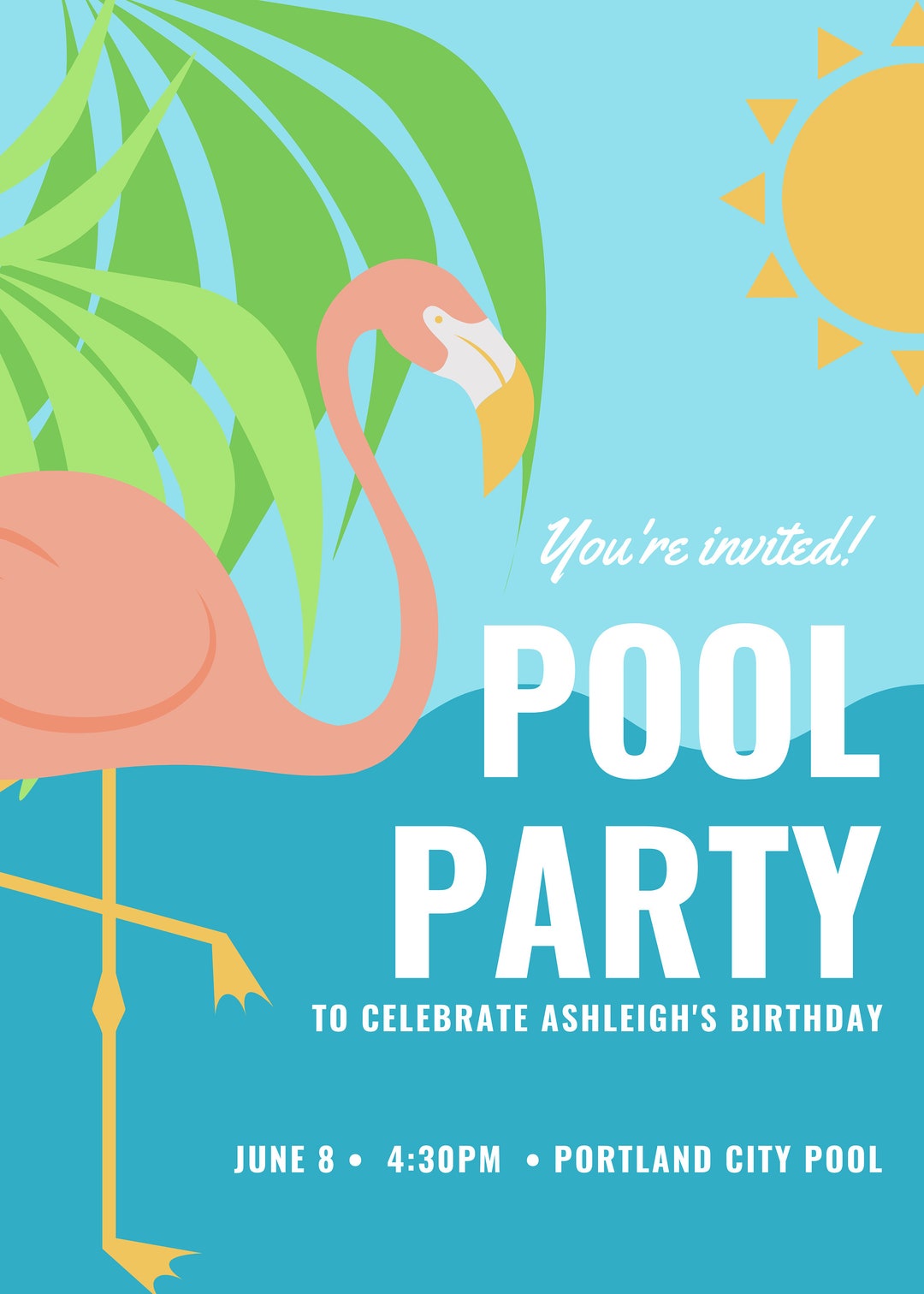 Pool Party Birthday Party Invite Personalized Pool Party Invitation pool-party-birthday-party-invite-personalized-pool-party-invitation