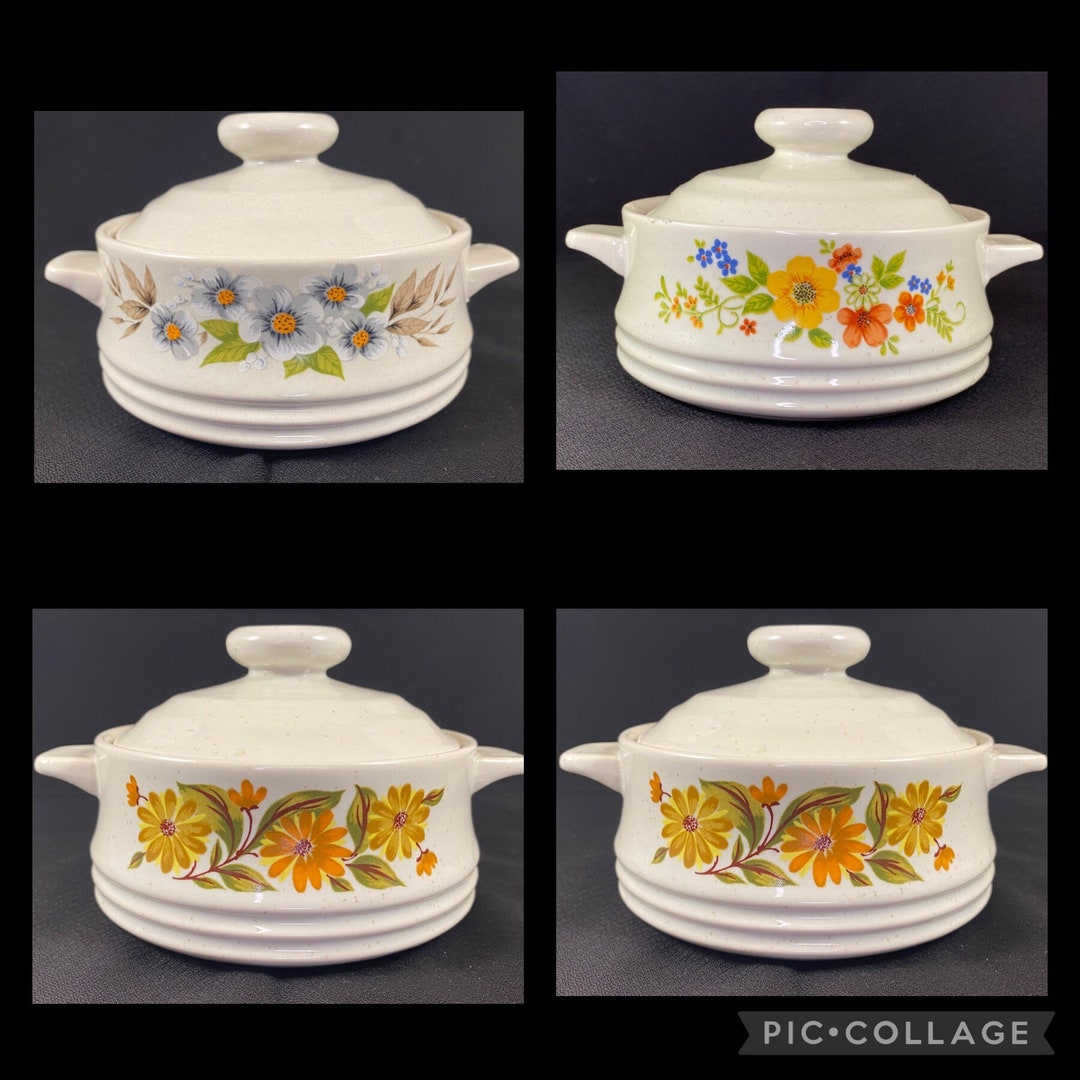 Bake Serve 'n Store Stoneware Crocks 4 Capri, 1 Heavenly, and 1 Sweet