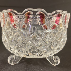 RARE Hofbauer Red Papillon/Butterfly Crystal Footed Bowl