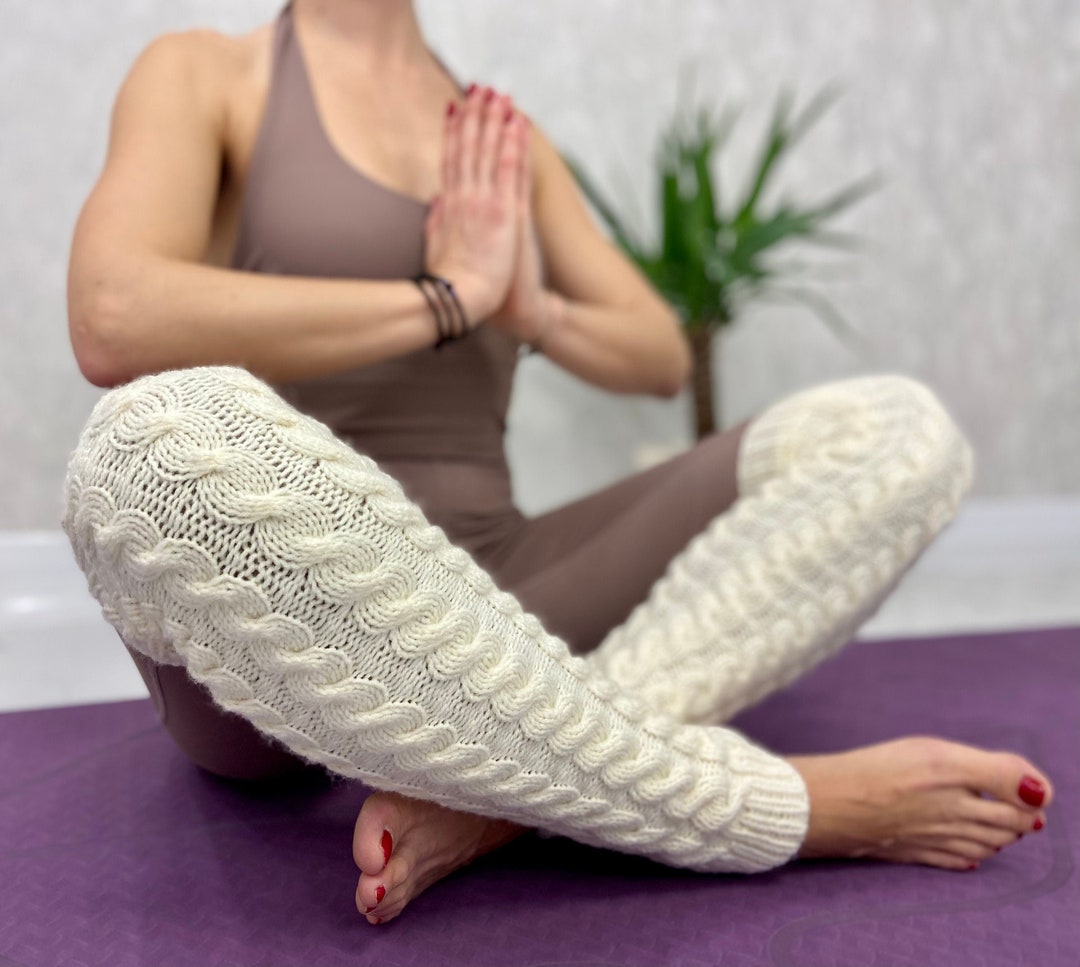 Yoga and Dancer Cable Knit Thigh High Leg Warmers for Women, Christmas