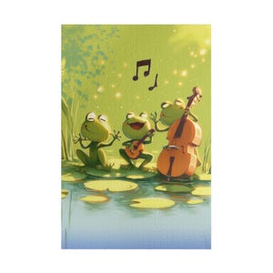Jigsaw Puzzle - Frogs and Music Design, Fun Brain Teaser Game, Animal Lovers Gift, Relaxing Activity, Mindfulness, Rainy Day Entertainment,