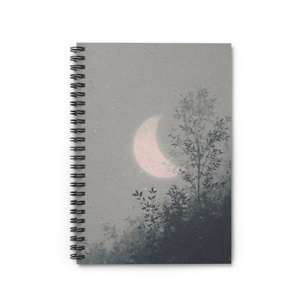 Crescent Moon Night Scene Spiral Notebook | Ruled - Etsy